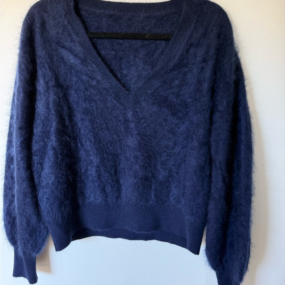 JCrew brushed cashmere Women's Navy V-Neck Sweater